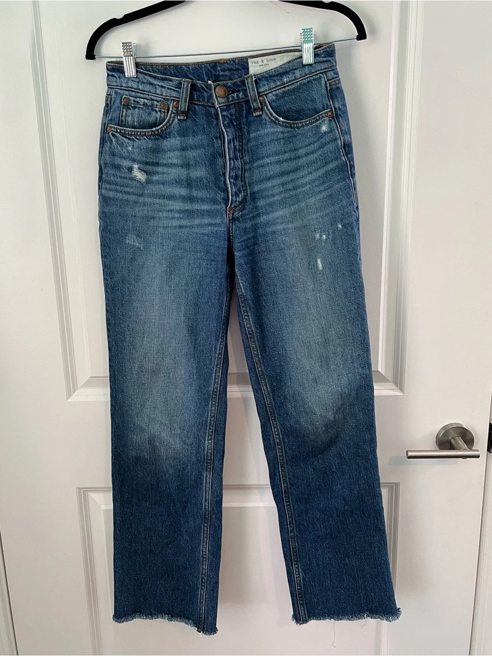 Rag & Bone Alex High Rise Straight Jean Ash Blue Size 24